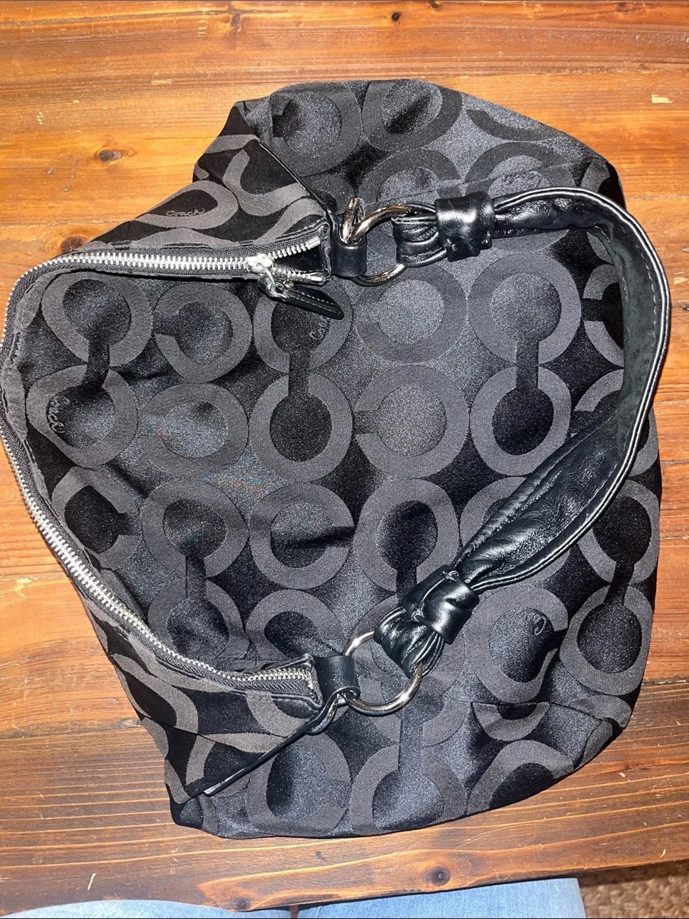 Coach Black Signature Circle Jacquard Shoulder Bag